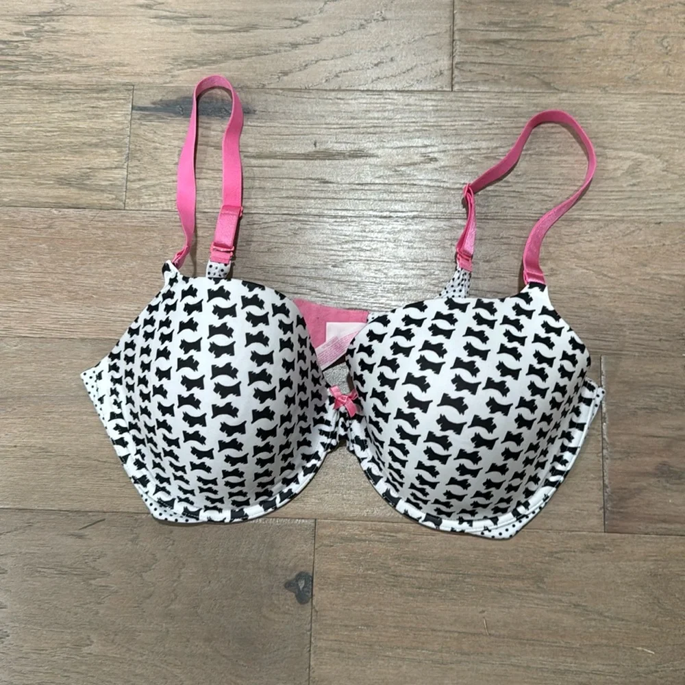 EUC Victoria’s Secret Pink Scottie Dog Design Push-Up Bra Size 38DD - Picture 2 of 5